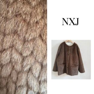 编织纹加厚无感环保皮草外套 微胖大码 251207 棕色格调