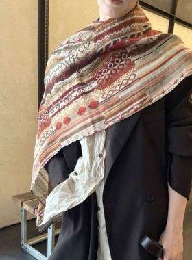 【灵魂伴侣】微胖大码 复古花纹宽松大披肩围巾女 260983