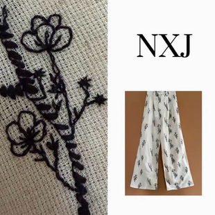 未闻花名 女 微胖大码 长裤 260331 全刺绣粗坊麻料阔腿裤 NXJ