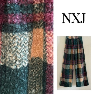 长裤 小众彩色双面圈圈毛加绒宽松阔腿裤 微胖大码 2509 古希腊