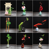 意境冷菜盘饰干冰酒店菜品装 饰花草创意小摆件寿司花 饰刺身摆盘装