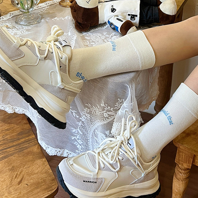 2 PAIRS OF LETTER SOLID COLOR EMBROIDERY SOCKS WOMENS INS TRENDY NICHE PILE SOCKS SUMMER THIN BREATHABLE SPORTS SOCKS