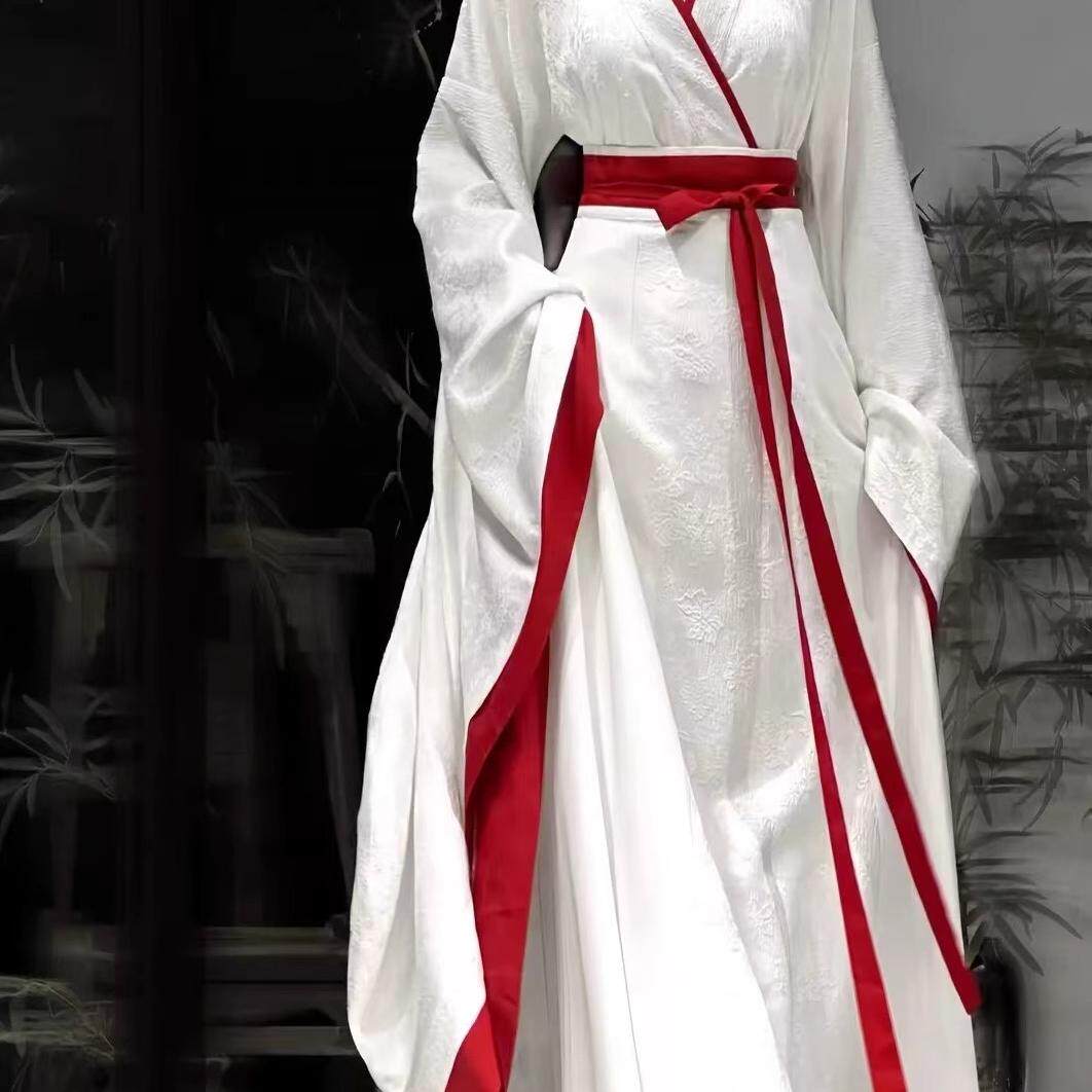 白色战国袍汉服女成人古装春夏款古风魏晋南北朝齐腰襦裙套装女款