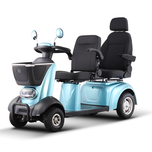 健步丽景加长版老人老年四轮电动车双人版休闲 代步车自动磁刹