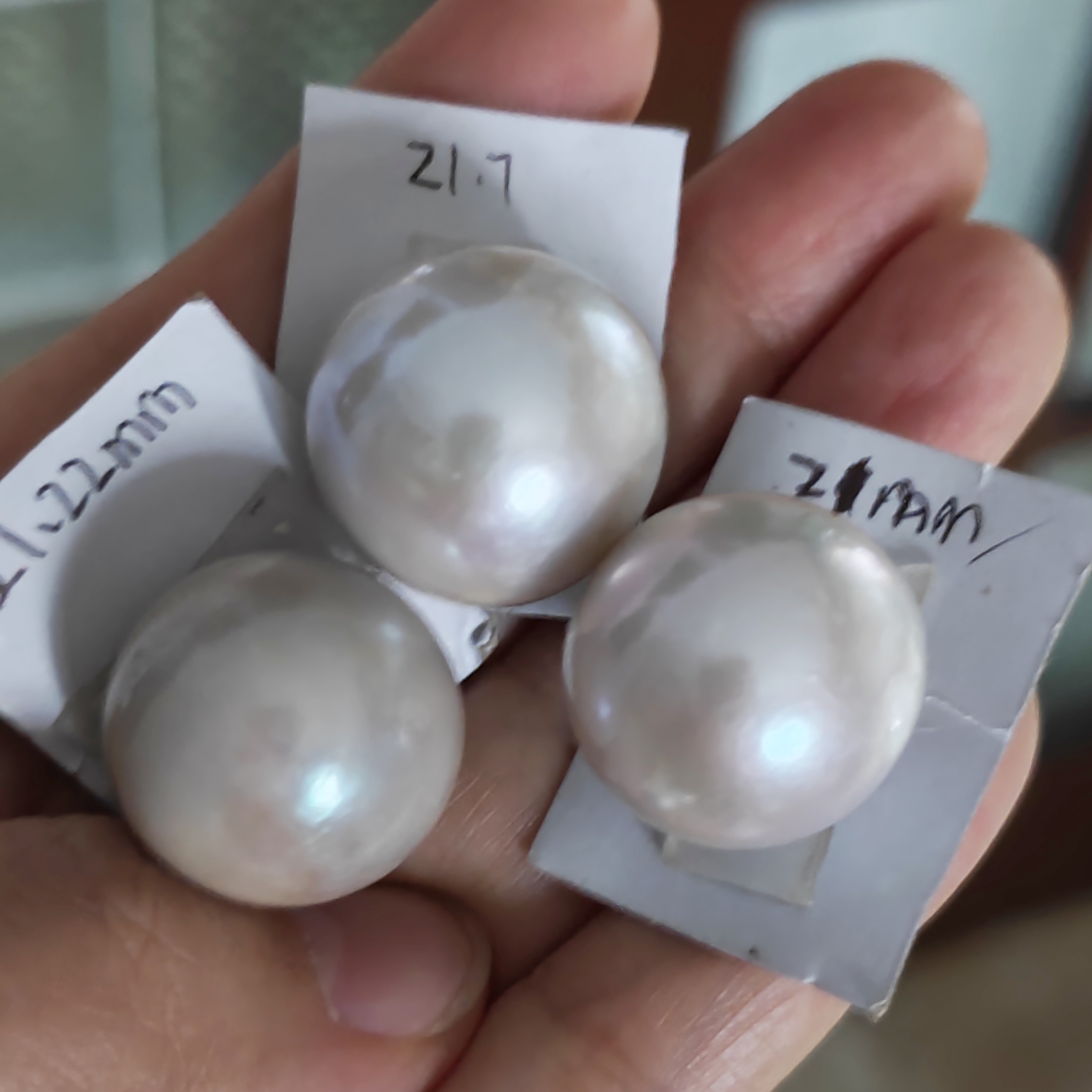 超大天然珍珠22mm裸珠吊坠珠diy收藏品成品托可取下无孔珠