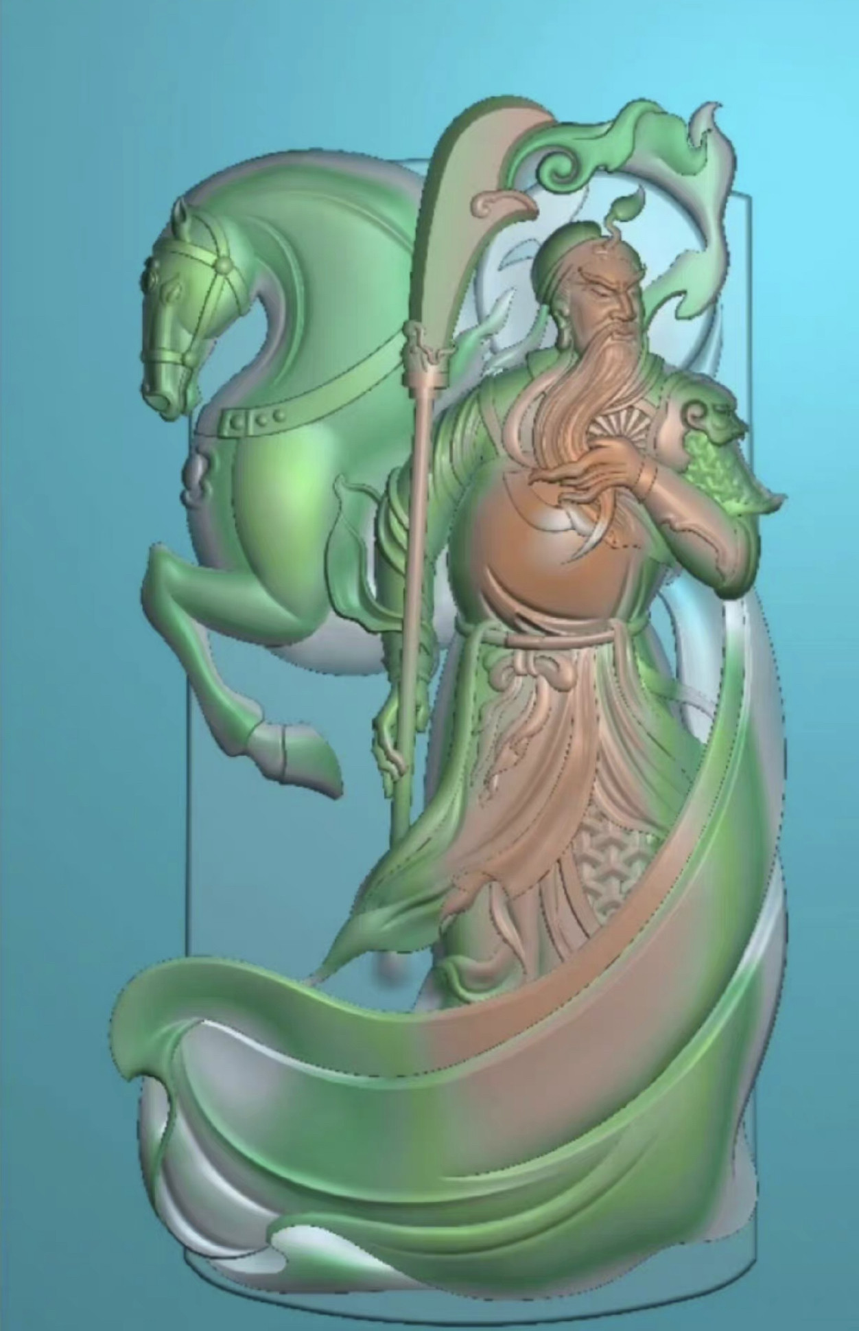 精雕图关公头像侧面玉雕图半身武财神机雕图关羽侧脸抹须jdp人物