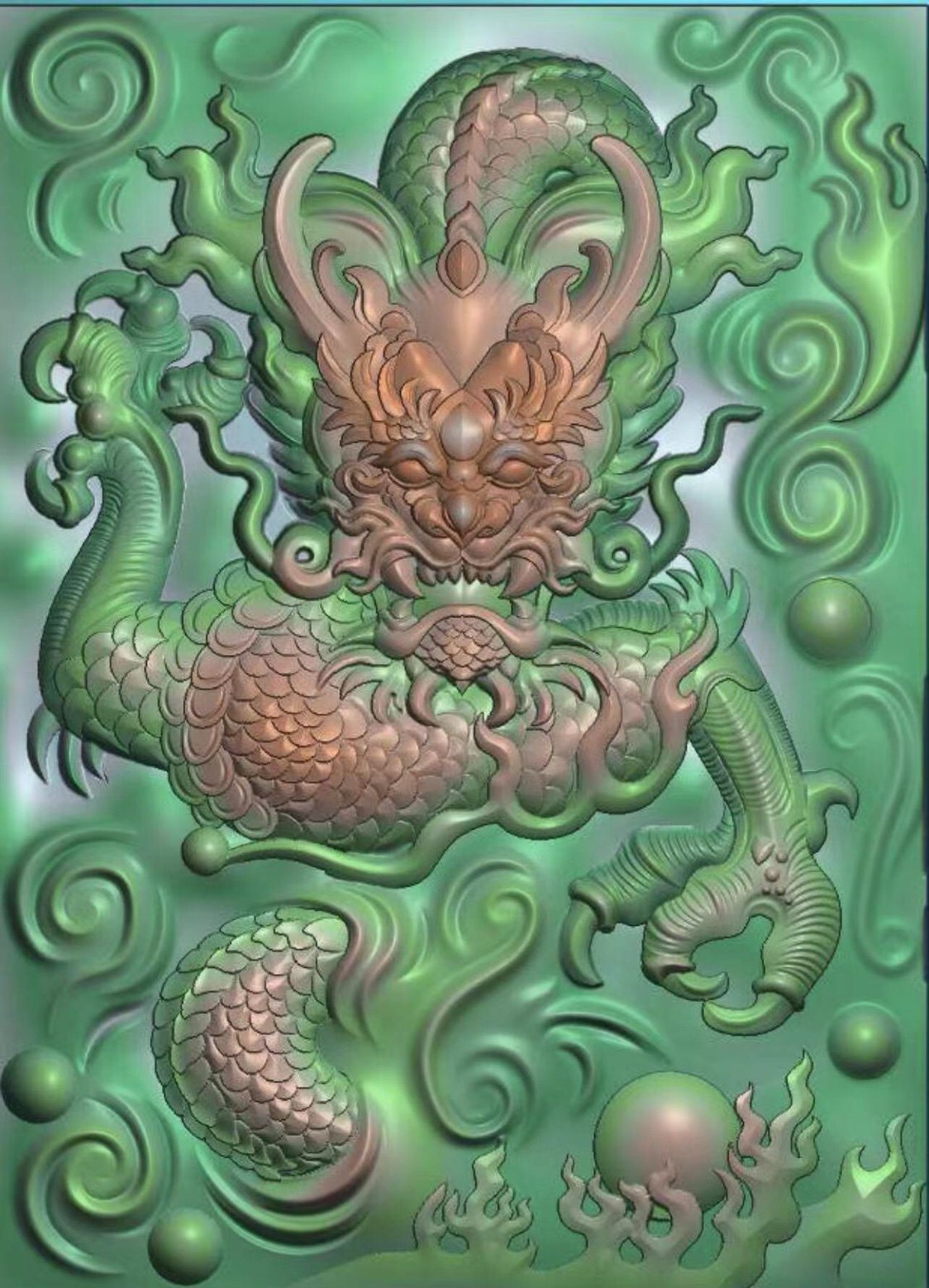精草图壁纸包邮效果图盘龙牌带鳞挂件玉雕石浮灰度图电脑雕刻图