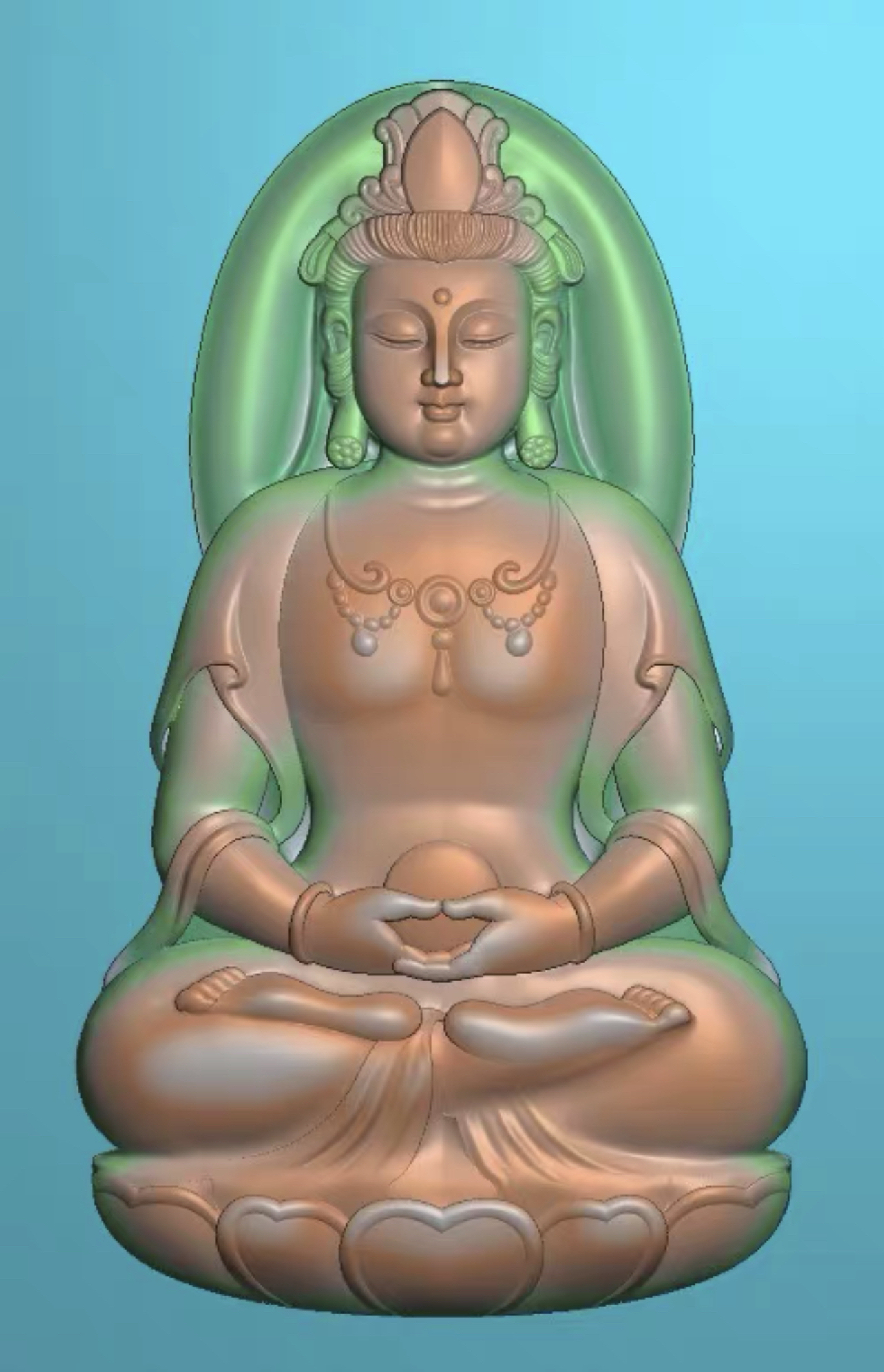 新款抱瓶正装观音精雕图精品菩萨电脑雕刻图人物素衣观音0