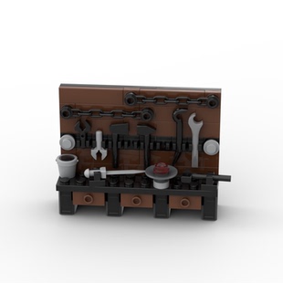 创意moc国产科技教育积木零件 铁匠工作台模型 儿童益智拼装玩具