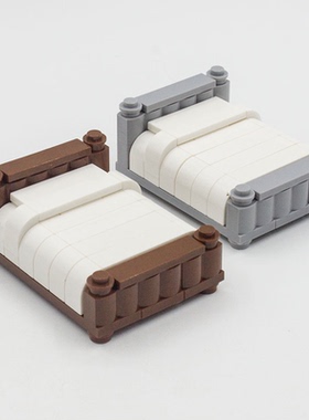 创意moc人仔家居 卧室配置 床模型 儿童益智拼装小颗粒积木摆件