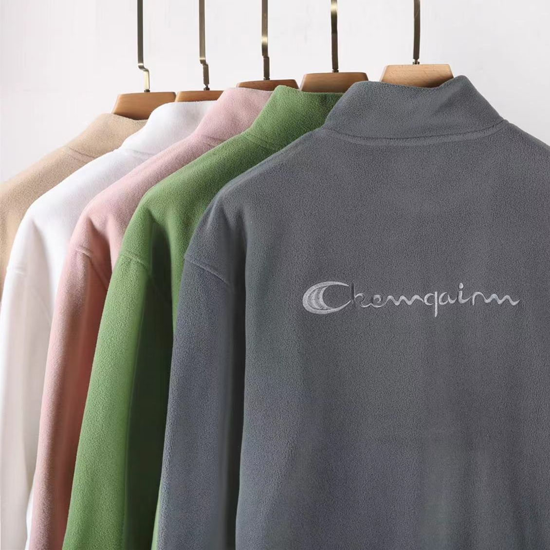 2022新款情侣刺绣摇粒绒外套男女同款长袖