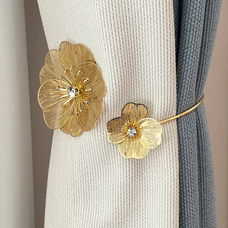 轻奢软合金窗帘绑带 立体花朵窗帘扣 免打孔收纳夹窗户装饰品