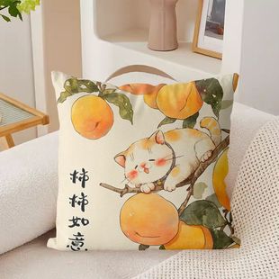 事事如意可爱猫咪十字绣抱枕2024新款手工diy自己线绣家居靠枕套