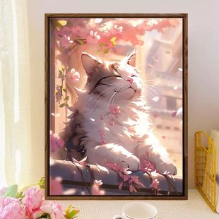 猫咪可爱2024新款 四季 线绣精准印花十字绣自己手工线绣挂画满绣