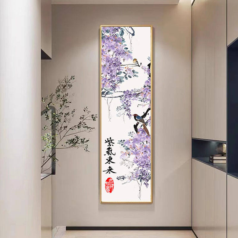 现代中式单联画紫气东来十字绣2024新款线绣花鸟中国风精准印花画