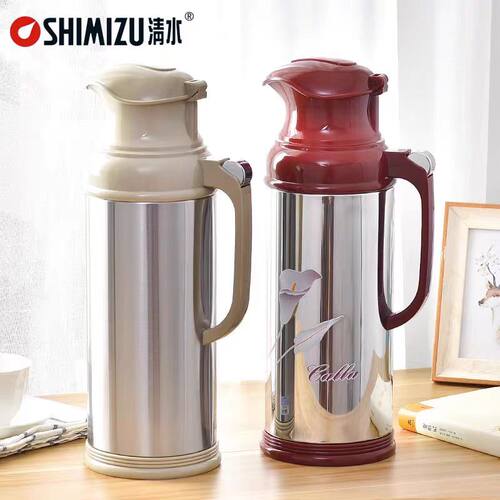 清水家用保温水瓶玻璃内胆开水瓶学生办公适用按压式大容量