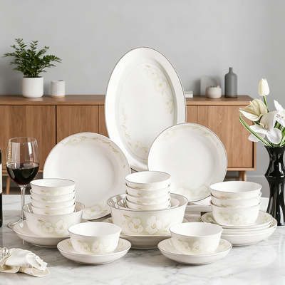 雅诚德正品浮雕工艺家用陶瓷餐具陶瓷饭碗陶瓷盘子釉下彩