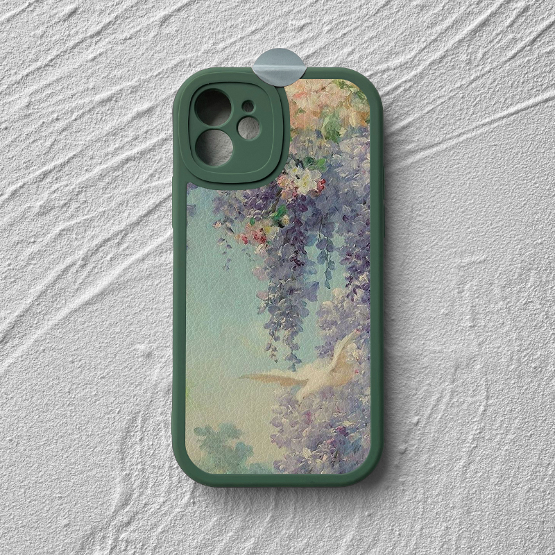 紫藤花~清新复古iPhone16promax苹果15plus华为mate小羊皮p70适用opvivo荣耀300小米14ultra新款nova12手机壳