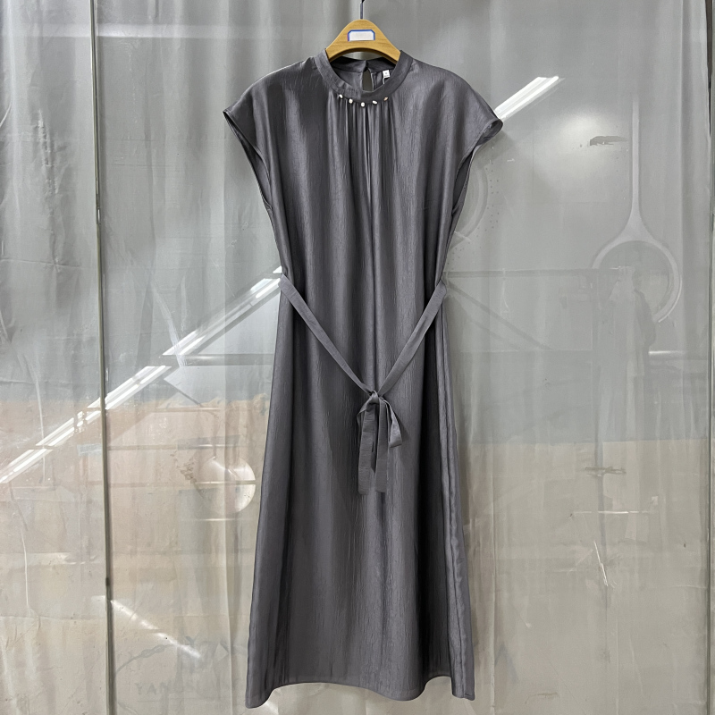 涟F25B-L1162商场专卖2025夏时尚新品女装系带遮肚显瘦中长连衣裙