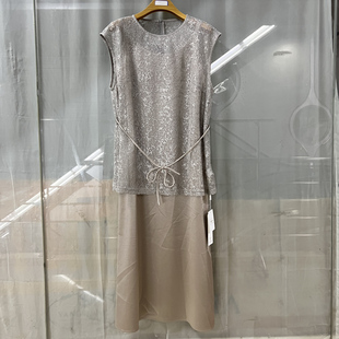 上衣吊带两件套裙潮 瑞25X212商场专卖2025夏时尚 新品 女装 网状无袖