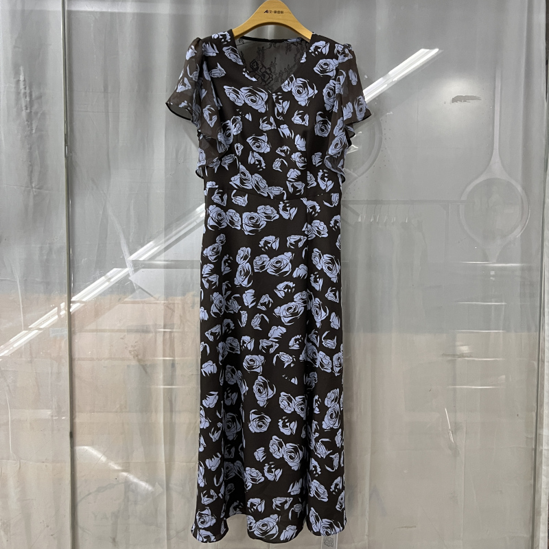 梦依坊M27B-290商场专卖2025夏时尚新品女装系带印花显瘦连衣裙子