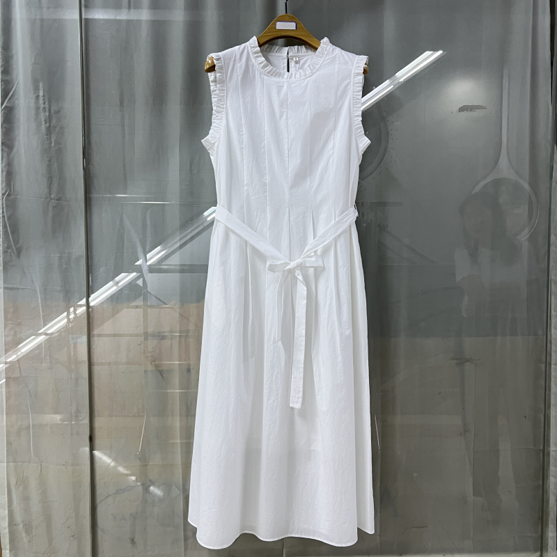 涟F25B-L1176-1商场专卖2025夏时尚新品女装系带棉布无袖连衣裙子