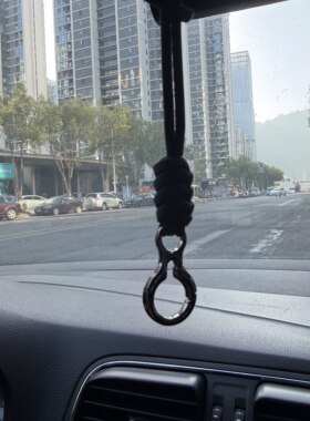 汽车钥匙扣车内后视镜挂绳挂钩挂饰车载一路平安配件挂链编织活扣