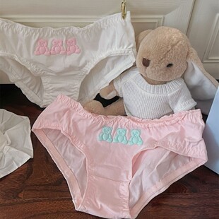 三只小熊可爱韩国甜美盐系贴布纯棉质包臀舒适弹力少女士三角内裤