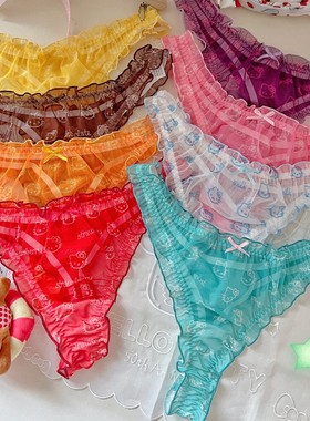 果汁软糖Juicykitty可爱甜辣妹性感夏天卡通网纱女士丁字裤Tback