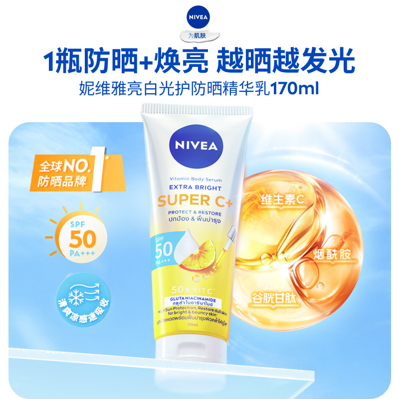 【海外店】妮维雅通勤抗晒身体乳焕亮滋润户外旅游不黏腻SuperC