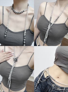 时尚韩版珍珠项链长款毛衣链女