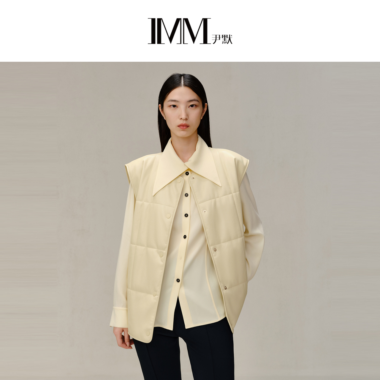 imm尹默混纺醋酸鹅黄色衬衫