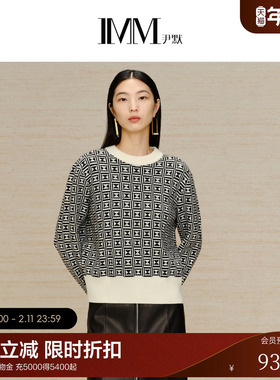 IMM尹默女装冬季羊毛复古时尚H型套头毛衫清新百搭针织衫
