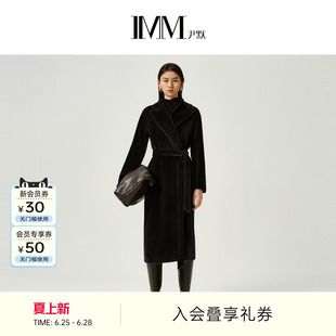 商场同款 IMM尹默冬苏力羊驼毛宽松廓形枪驳领毛呢长款大衣外套女