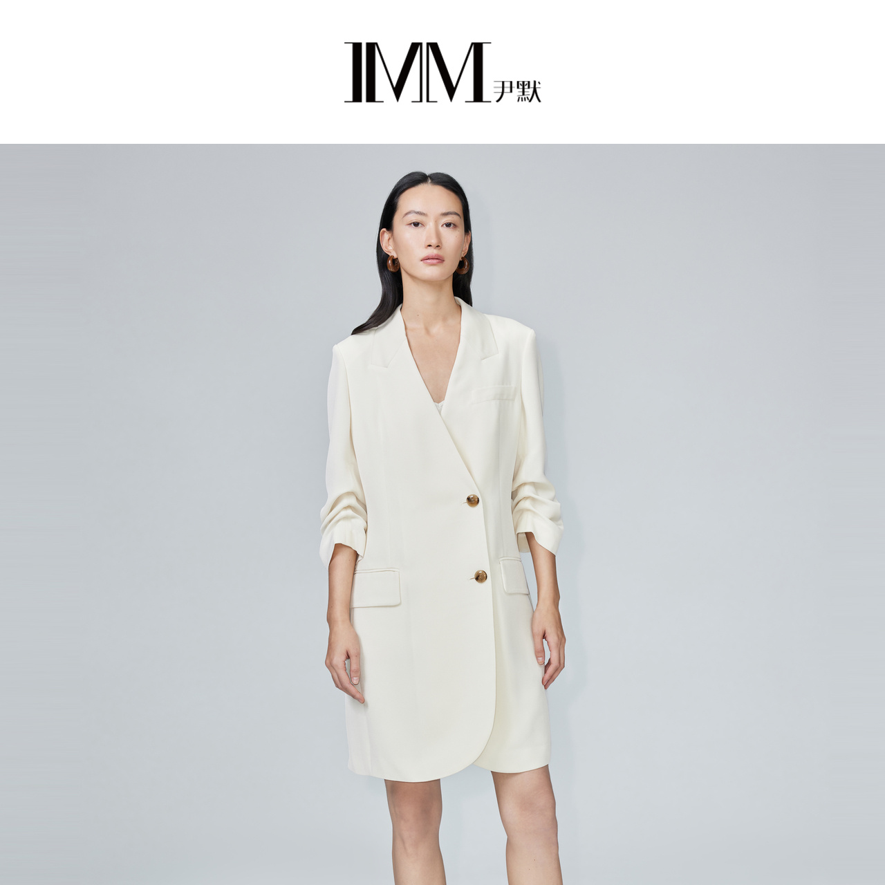 尹默中袖西装连衣裙imm
