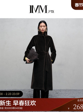 IMM尹默2025年冬幼驼毛睡袍款枪驳领长款苏丽毛呢大衣外套女