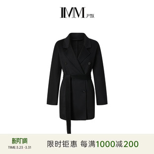 IMM尹默冬同款 羊绒面料两翻领直筒阔型羊绒大衣外套女