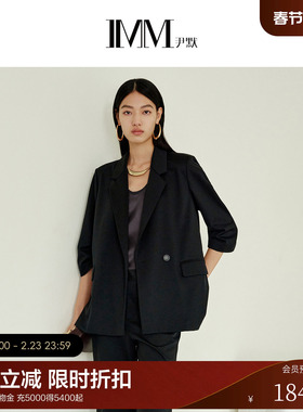 IMM尹默2025年春美丽诺羊毛松弛感枪驳领宽松叠穿西装外套上衣女
