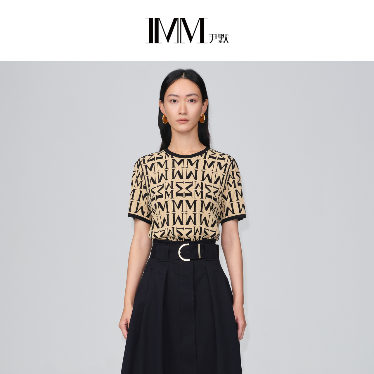 imm针织衫尹默圆领镜像雪山花型