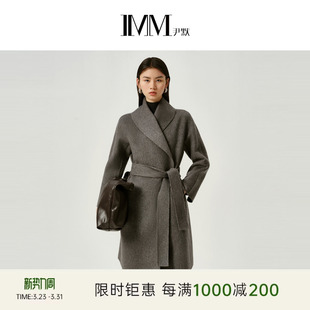 IMM尹默冬山羊绒气质廓形长款 收腰毛呢大衣外套女