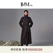 IMM尹默冬美利奴丝光羊毛翻领长款 双面呢毛呢大衣外套女
