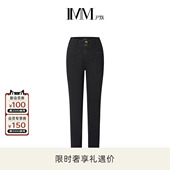 IMM尹默轻暖绒舒暖毛边脚口经典 女 高腰简约黑色小脚牛仔裤