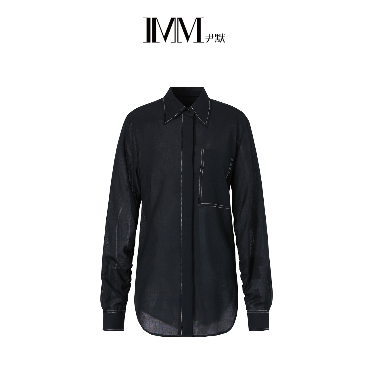 【商场同款】IMM尹默女装春秋绵羊毛极简风轻盈衬衫衬衫领上衣