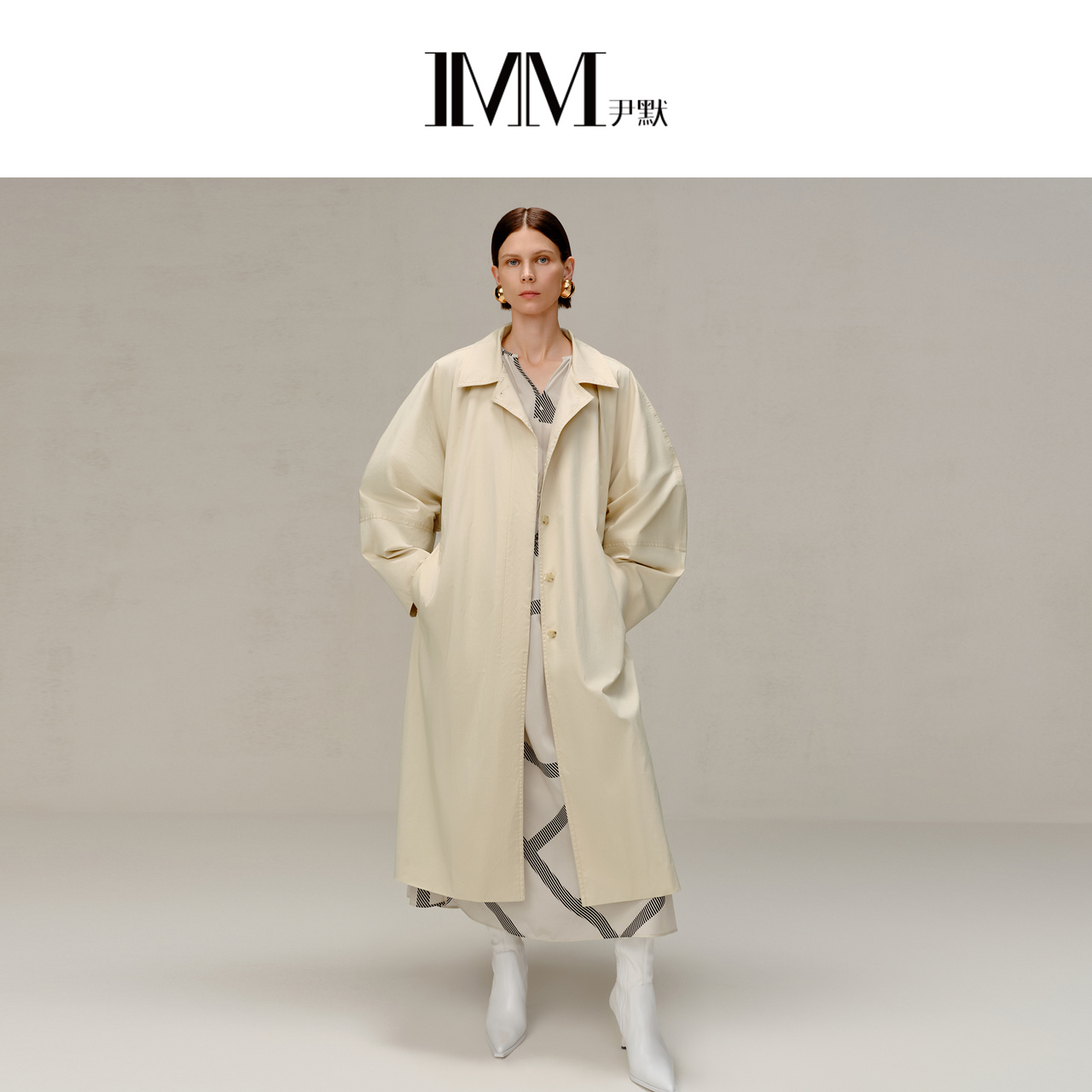 IMM尹默高支棉锦面料长风衣