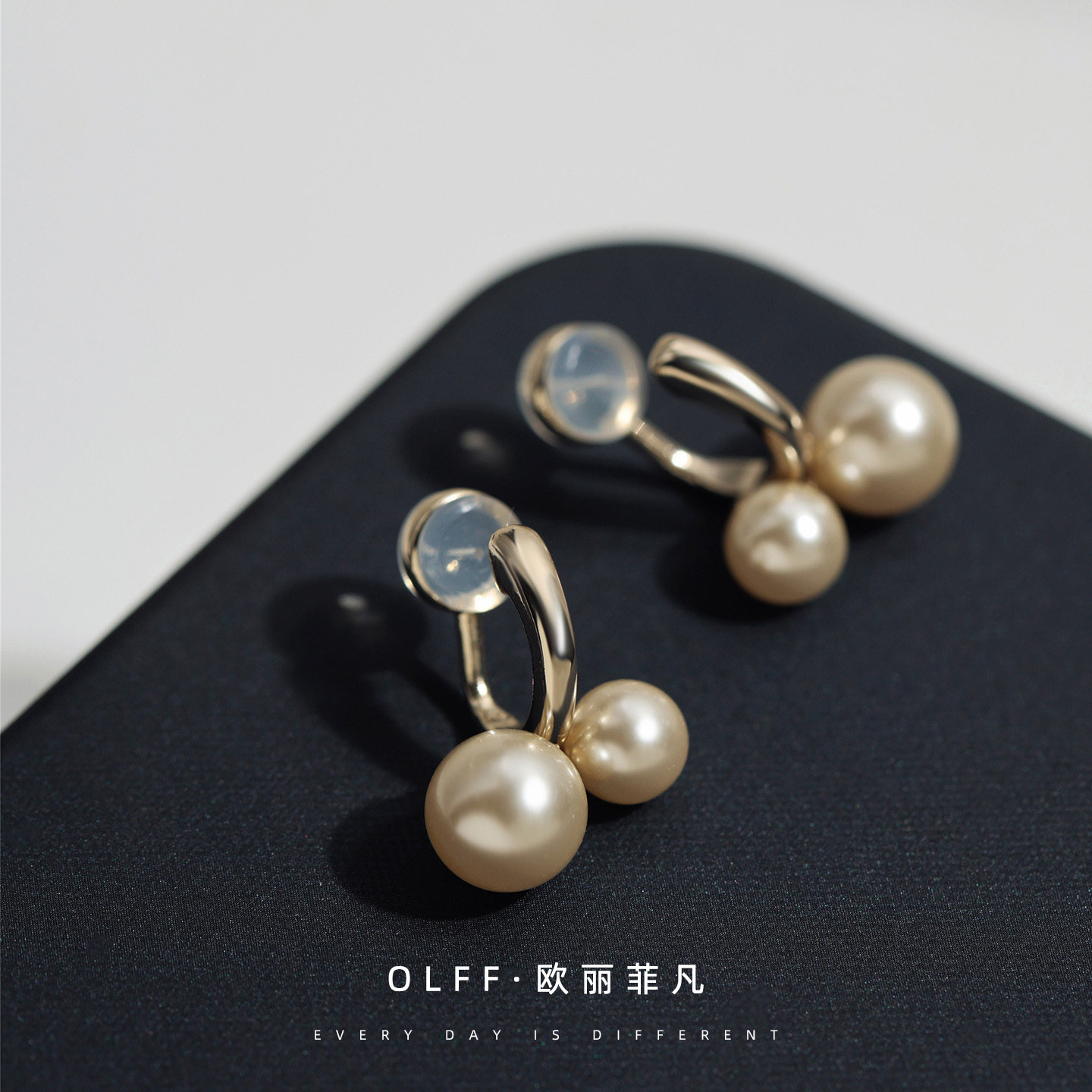 无痛耳夹轻奢咖啡金大小珍珠