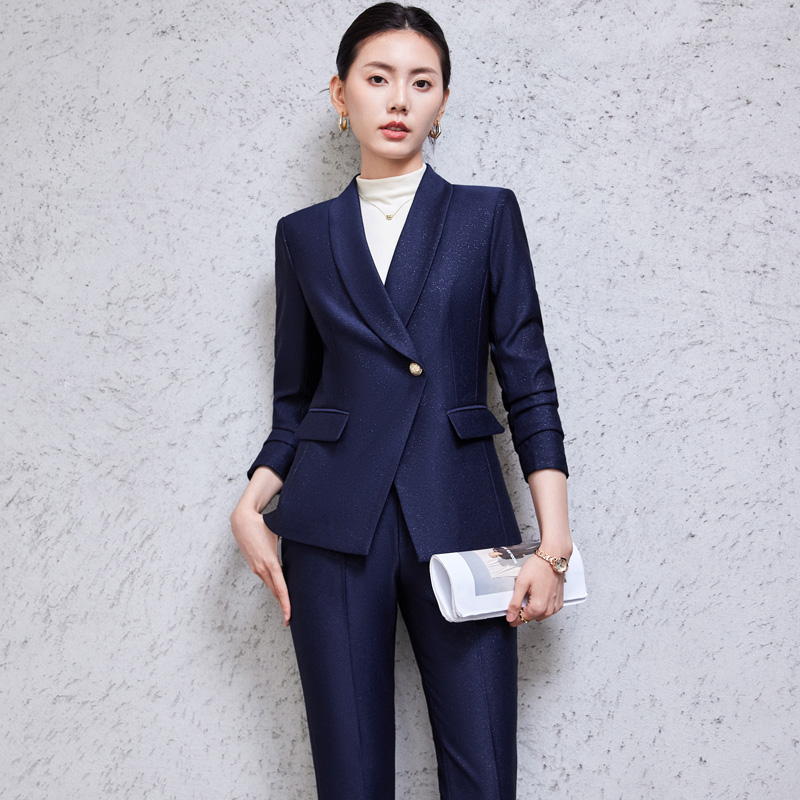 黑色西装套装女2024新款管理层工作服青果领西服外套面试职业正装