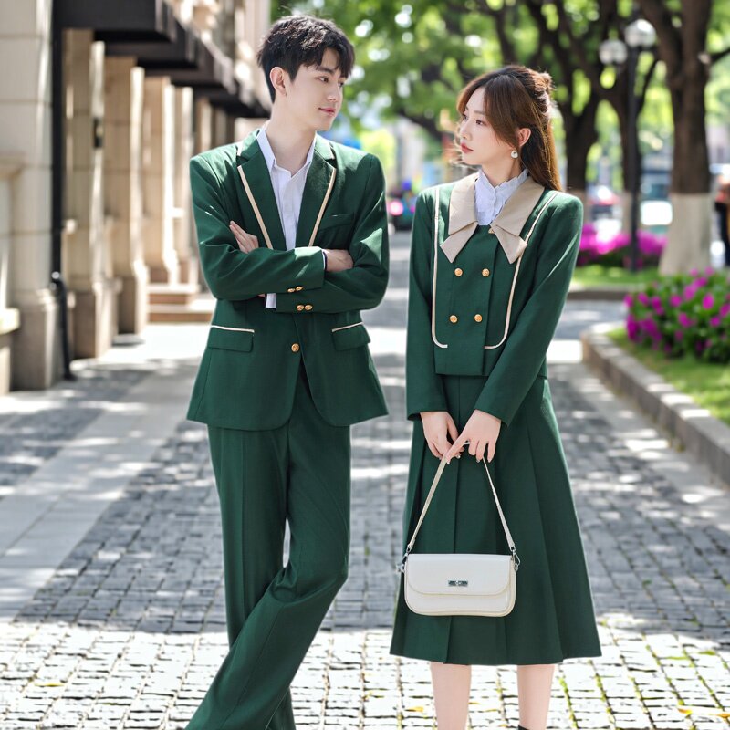 英伦学院风JK制服百褶裙套装西装外套男女学生班服校服幼师工作服