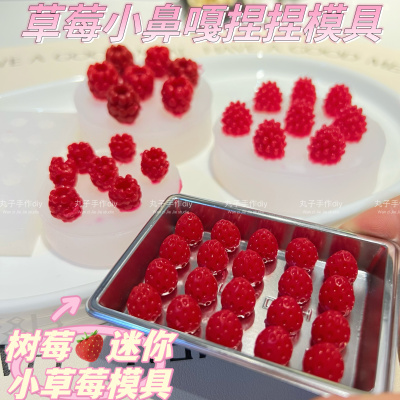 丸子手作diy 迷你小草莓 大小树莓 覆盆子 捏捏小鼻嘎 硅胶模具