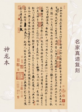 新版唐王羲之兰亭序神龙本行书法名家真迹微喷复制装裱竖版立幅轴