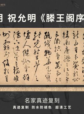 明祝允明滕王阁序草书法名家真迹复定制品练字帖临摹装裱横幅长卷